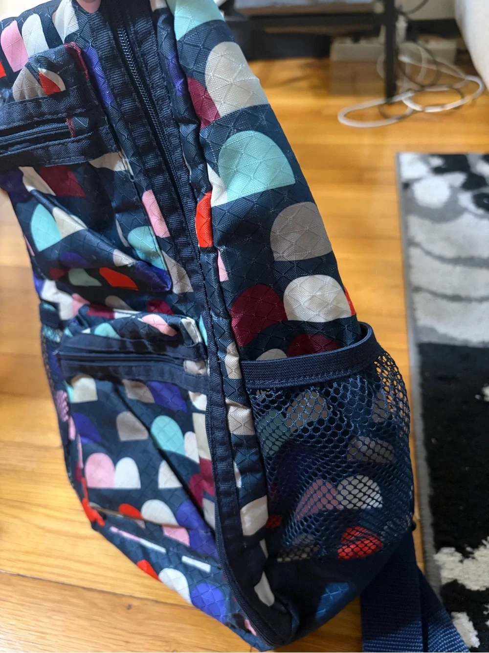 Navy Multi-Color Print Crossbody Sling Bag